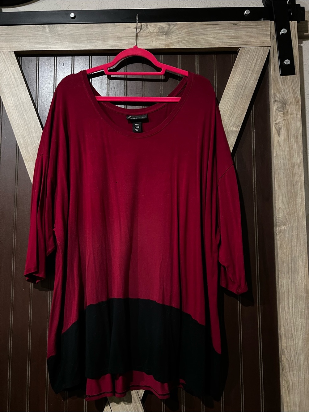 Lane Bryant Burgundy Tunic with Black Hem